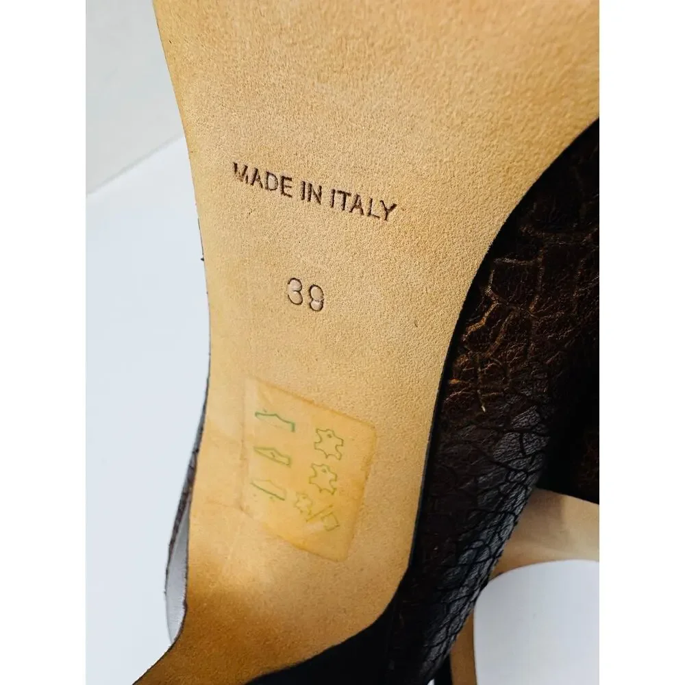 Christian Dior Gradient Brown Textured Leather Buckle Peep Toe Pumps Heels sz 39 - Picture 4 of 10